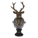 Clayre & Eef | Decoratie Beeld Hert Bruin, Paars 10x9x23 cm | 6PR4612 Clayre & Eef | Decoratie Beeld Hert Bruin, Paars 10x9x23 cm | 6PR4612