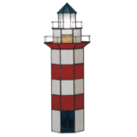 Clayre & Eef | Tiffany Tafellamp Vuurtoren Rood, Wit ø 21x56 cm E14/max 2x25W | 5LL-1166 Clayre & Eef | Tiffany Tafellamp Vuurtoren Rood, Wit ø 21x56 cm E14/max 2x25W | 5LL-1166