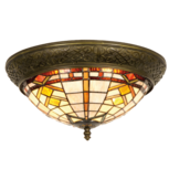 Clayre & Eef | Plafondlamp Tiffany Bruin, Beige ø 38x19 cm E14/max 2x40W | 5LL-5349 Clayre & Eef | Plafondlamp Tiffany Bruin, Beige ø 38x19 cm E14/max 2x40W | 5LL-5349