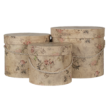 Clayre & Eef | Hoedendoos Set van 3 Beige ø 23x20 / ø 20x17 / ø 17x14 cm | 65012 Clayre & Eef | Hoedendoos Set van 3 Beige ø 23x20 / ø 20x17 / ø 17x14 cm | 65012