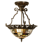 Clayre & Eef | Plafondlamp Tiffany Bruin, Beige ø 37x41 cm E14/max 2x40W | 5LL-5328 Clayre & Eef | Plafondlamp Tiffany Bruin, Beige ø 37x41 cm E14/max 2x40W | 5LL-5328