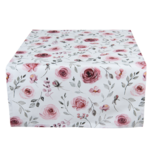 Clayre & Eef | Tafelloper Wit, Roze, Groen 50x140 cm | RUR64 Clayre & Eef | Tafelloper Wit, Roze, Groen 50x140 cm | RUR64
