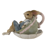 Clayre & Eef | Decoratie Konijn Bruin Groen 11x8x7 cm | 6PR3558 Clayre & Eef | Decoratie Konijn Bruin Groen 11x8x7 cm | 6PR3558
