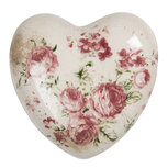 Clayre & Eef | Decoratie Hart Beige, Roze 11x11x4 cm | 6CE1183M Clayre & Eef | Decoratie Hart Beige, Roze 11x11x4 cm | 6CE1183M