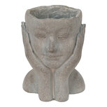 Clayre & Eef | Bloempot Binnen Hoofd Grijs 16x16x22 cm | 6TE0410L Clayre & Eef | Bloempot Binnen Hoofd Grijs 16x16x22 cm | 6TE0410L