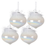 Clayre & Eef | Kerstbal Wit set 4 ø 10x10 cm | 6GL3937 Clayre & Eef | Kerstbal Wit set 4 ø 10x10 cm | 6GL3937