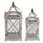 Clayre & Eef | Lantaarns Set van 2 Grijs 33x33x73 / 25x25x56 cm | 50742 Clayre & Eef | Lantaarns Set van 2 Grijs 33x33x73 / 25x25x56 cm | 50742