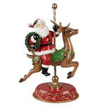 Clayre & Eef | Kerstdecoratie Beeld Kerstman op Rendier Rood, Bruin 29x14x46 cm | 6PR3923 Clayre & Eef | Kerstdecoratie Beeld Kerstman op Rendier Rood, Bruin 29x14x46 cm | 6PR3923
