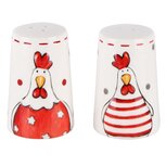 Dekoratief | Duo peper/zout kippen, dolomiet, rood/wit, 5x5x8cm | A210374 Dekoratief | Duo peper/zout kippen, dolomiet, rood/wit, 5x5x8cm | A210374