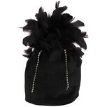 Dekoratief | Zakje m/veren, zwart, velvet, 13x13x15cm | A215709 Dekoratief | Zakje m/veren, zwart, velvet, 13x13x15cm | A215709