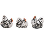 Dekoratief | Kip broedend, zwart/wit gevlekt, keramiek, 6x5x6cm, set van 3 stuks | A220352 Dekoratief | Kip broedend, zwart/wit gevlekt, keramiek, 6x5x6cm, set van 3 stuks | A220352
