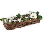 Dekoratief | Tafelstukje lang m/witte bloemen, naturel, 32x13x9cm | A220469 Dekoratief | Tafelstukje lang m/witte bloemen, naturel, 32x13x9cm | A220469