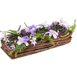 Dekoratief | Tafelstukje lang m/paarse bloemen, naturel, 32x13x9cm | A220472 Dekoratief | Tafelstukje lang m/paarse bloemen, naturel, 32x13x9cm | A220472