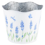 Dekoratief | Bloempot wit m/lavendel, metaal, 13x10x8cm | A220670 Dekoratief | Bloempot wit m/lavendel, metaal, 13x10x8cm | A220670