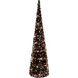 Dekoratief | Kegel vormboom zwart/goud, pailletten/stof, LED, 16x16x60cm | A225044 Dekoratief | Kegel vormboom zwart/goud, pailletten/stof, LED, 16x16x60cm | A225044