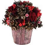 Dekoratief | Bloemstuk goud m/rode rozen, naturel, 20x20x23cm | A225212 Dekoratief | Bloemstuk goud m/rode rozen, naturel, 20x20x23cm | A225212