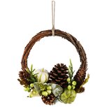 Dekoratief | Krans m/pompoenen, groen/bruin, naturel, 24x24x7cm | A225216 Dekoratief | Krans m/pompoenen, groen/bruin, naturel, 24x24x7cm | A225216