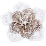 Dekoratief | Deco bloem op clip, wit/zilver, 20x20x30cm | A225262 Dekoratief | Deco bloem op clip, wit/zilver, 20x20x30cm | A225262