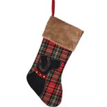 Dekoratief | Kerstkous m/hond, rood/zwart geruit, textiel, 24x46cm | A225471 Dekoratief | Kerstkous m/hond, rood/zwart geruit, textiel, 24x46cm | A225471