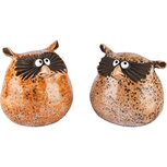 Dekoratief | Uil 'Gregoir', bruin, keramiek, 13x13x13cm, set van 2 stuks | A225612 Dekoratief | Uil 'Gregoir', bruin, keramiek, 13x13x13cm, set van 2 stuks | A225612