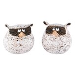 Dekoratief | Uiltje 'Gregoir', wit, keramiek, 11x10x11cm, set van 2 stuks | A225613 Dekoratief | Uiltje 'Gregoir', wit, keramiek, 11x10x11cm, set van 2 stuks | A225613