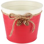 Dekoratief | Bloempot m/dennenappel, rood/wit, metaal, 18x18x15cm | A225748 Dekoratief | Bloempot m/dennenappel, rood/wit, metaal, 18x18x15cm | A225748