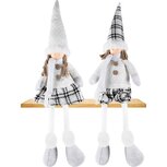 Dekoratief | Pop zittend m/hangbenen, wit, textiel, 16x8x55cm, set van 2 stuks | A225777 Dekoratief | Pop zittend m/hangbenen, wit, textiel, 16x8x55cm, set van 2 stuks | A225777