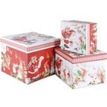 Dekoratief | Set 3 dozen vierkant 'Classic Santa', karton, 21x21x17cm | A225881 Dekoratief | Set 3 dozen vierkant 'Classic Santa', karton, 21x21x17cm | A225881
