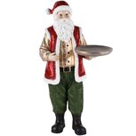 Dekoratief | Santa m/dienblad, rood/groen, resina, 19x16x35cm | A225900 Dekoratief | Santa m/dienblad, rood/groen, resina, 19x16x35cm | A225900