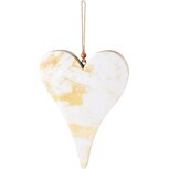 Dekoratief | Hanger hart 'Marbled', wit/goud, hout, 20x15x2cm | A228086 Dekoratief | Hanger hart 'Marbled', wit/goud, hout, 20x15x2cm | A228086