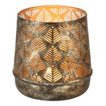 Dekoratief | Windlicht 'Spiral Leafs', zwart/goud, metaal, 11x12x13cm | A238201 Dekoratief | Windlicht 'Spiral Leafs', zwart/goud, metaal, 11x12x13cm | A238201