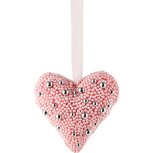 Dekoratief | Hanger hart 'Pink Pearly', stof/parels, 10x10x4cm | A228121 Dekoratief | Hanger hart 'Pink Pearly', stof/parels, 10x10x4cm | A228121