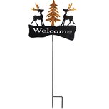 Dekoratief | Tuinprikker m/rendieren 'Welcome', zwart/goud, metaal, 30x30x130cm | A228336 Dekoratief | Tuinprikker m/rendieren 'Welcome', zwart/goud, metaal, 30x30x130cm | A228336