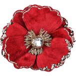 Dekoratief | Clip m/magnolia, rood, polyester, 15x15x5cm | A229090 Dekoratief | Clip m/magnolia, rood, polyester, 15x15x5cm | A229090