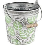 Dekoratief | Bloempot rond, 'Green Leaves', metaal, 15x15x15cm | A230014 Dekoratief | Bloempot rond, 'Green Leaves', metaal, 15x15x15cm | A230014