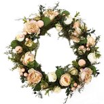 Dekoratief | Krans m/bloemen, groen/roze, naturel, 35x35x7cm | A230156 Dekoratief | Krans m/bloemen, groen/roze, naturel, 35x35x7cm | A230156