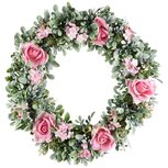 Dekoratief | Krans m/bloemen, groen/roze, naturel, 36x36x6cm | A230157 Dekoratief | Krans m/bloemen, groen/roze, naturel, 36x36x6cm | A230157