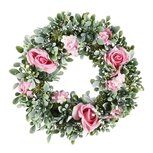Dekoratief | Krans m/bloemen, groen/roze, naturel, 27x27x6cm | A230158 Dekoratief | Krans m/bloemen, groen/roze, naturel, 27x27x6cm | A230158