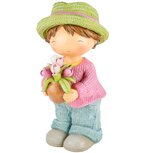 Dekoratief | Deco jongen staand m/bloemen, resina, 8x9x17cm | A230270 Dekoratief | Deco jongen staand m/bloemen, resina, 8x9x17cm | A230270