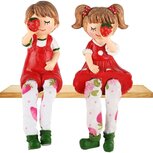 Dekoratief | Aardbeikindje m/hangbenen, resina, 7x5x16cm, set van 2 stuks | A230319 Dekoratief | Aardbeikindje m/hangbenen, resina, 7x5x16cm, set van 2 stuks | A230319