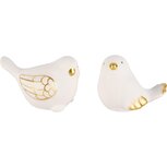 Dekoratief | Deco vogeltje wit/goud, dolomiet, 8x6x6cm, set van 2 stuks | A230360 Dekoratief | Deco vogeltje wit/goud, dolomiet, 8x6x6cm, set van 2 stuks | A230360