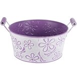 Dekoratief | Bloempot m/bloemen, paars/wit, metaal, 19x19x12cm | A230380 Dekoratief | Bloempot m/bloemen, paars/wit, metaal, 19x19x12cm | A230380