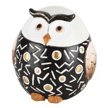 Dekoratief | Uil 'Guido', wit/zwart, resina, 8x8x9cm | A230415 Dekoratief | Uil 'Guido', wit/zwart, resina, 8x8x9cm | A230415