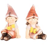 Dekoratief | Tuinkindje zittend m/vlinder, TC, 9x7x13cm, set van 2 stuks | A230444 Dekoratief | Tuinkindje zittend m/vlinder, TC, 9x7x13cm, set van 2 stuks | A230444