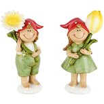 Dekoratief | Tuinkindje staand m/muts, groen/rood, resina, 9x5x16cm, set van 2 stuks | A230514 Dekoratief | Tuinkindje staand m/muts, groen/rood, resina, 9x5x16cm, set van 2 stuks | A230514