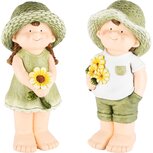 Dekoratief | Tuinkindje m/zonnebloem, magnesium, 19x16x42cm, set van 2 stuks | A230583 Dekoratief | Tuinkindje m/zonnebloem, magnesium, 19x16x42cm, set van 2 stuks | A230583
