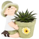 Dekoratief | Tuinkindje zittend m/bloempot, keramiek, 14x11x14cm | A230586 Dekoratief | Tuinkindje zittend m/bloempot, keramiek, 14x11x14cm | A230586
