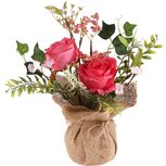 Dekoratief | Bloemstuk m/bloemen, groen/roze, naturel, 30cm | A230721 Dekoratief | Bloemstuk m/bloemen, groen/roze, naturel, 30cm | A230721