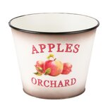 Dekoratief | Bloempot rond 'Apples Orchard', wit, metaal, 13x13x11cm | A235005 Dekoratief | Bloempot rond 'Apples Orchard', wit, metaal, 13x13x11cm | A235005
