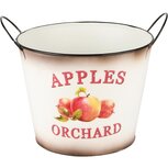 Dekoratief | Bloempot rond, 'Apples Orchard', wit, metaal, 17x17x13cm | A235006 Dekoratief | Bloempot rond, 'Apples Orchard', wit, metaal, 17x17x13cm | A235006